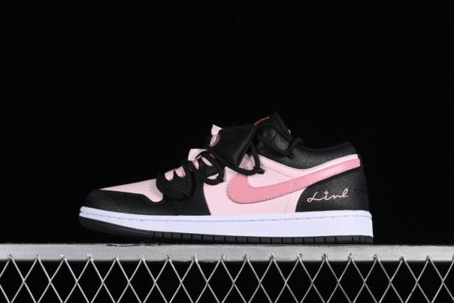 Nike Air Jordan 1 Low AJ1 Retro Basketball Shoes with Black Pink Bow Design - DX4374-008 1