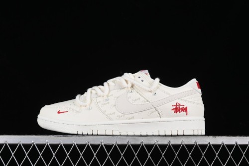 Stussy x Nike SB Dunk Low Anniversary Custom Retro Sneakers with Original S Titanium Accessory - SJ2068-259