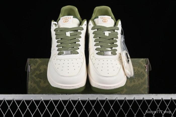 Nike Air Force 1 '07 Low Gucci Collaboration - Beige Green Linen Casual Sneakers - XZ3398-588