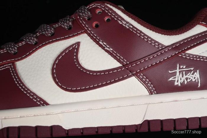 Nike SB Dunk Low Stussy Collaboration - Burgundy Starry Sky Anniversary High-End Custom Low-Top Casual Skate Shoes - BB9898-001 1