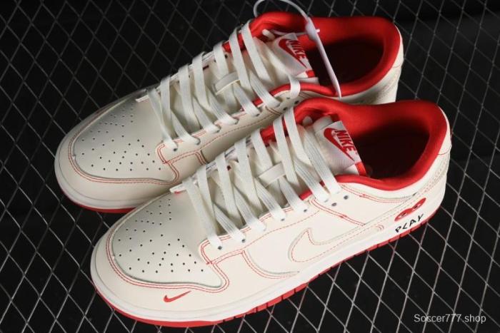 Nike SB Dunk Low Comme des Garcons Collaboration - Off-White Small Red Hook Anniversary High-End Custom Low-Top Casual Skate Shoes - KK1688-100