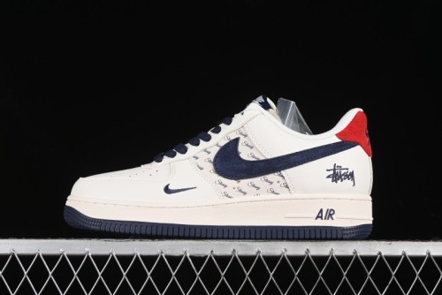 Nike Air Force 1 '07 Low Stussy Collaboration - Blue Red Print Low-Top Casual Sneakers - XZ3318-566