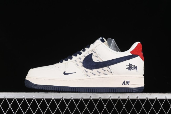 Nike Air Force 1 '07 Low Stussy Collaboration - Blue Red Print Low-Top Casual Sneakers - XZ3318-566