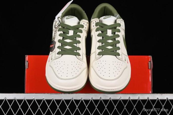 Nike SB Dunk Low Supreme Collaboration - Military Green Double Swoosh Anniversary Custom Low-Top Casual Sneakers - XX2025-319