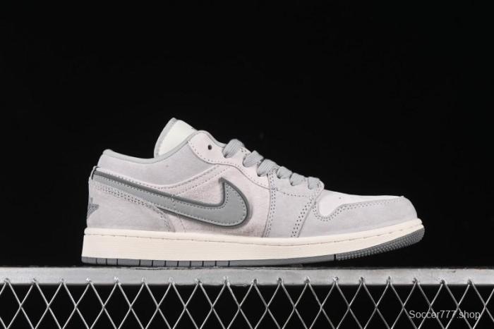 Nike Air Jordan 1 Low AJ1 The North Face Collaboration - Suede Grey Retro Basketball Shoes - DM5688-111