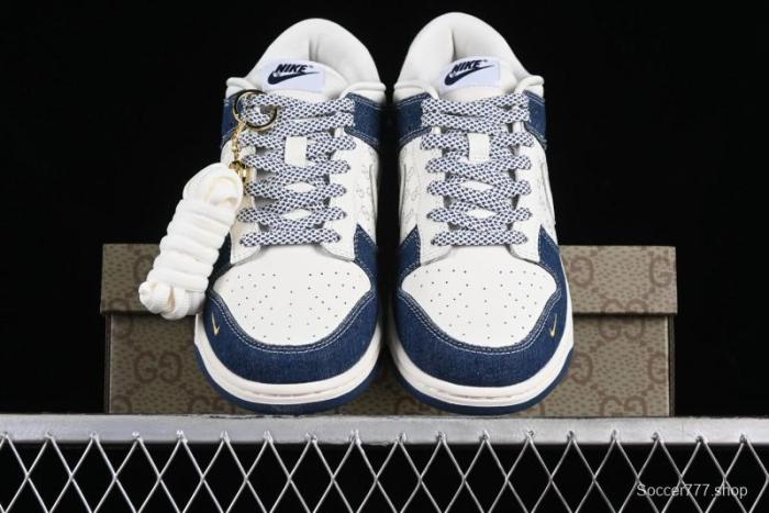 Nike SB Dunk Low Gucci Collaboration - Denim with Light Blue Swoosh Anniversary High-End Custom Low-Top Casual Sneakers - FC1688-141 1