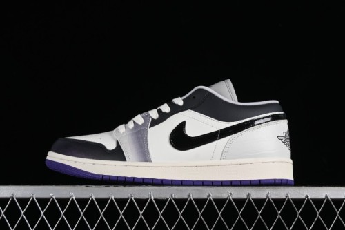 Nike Air Jordan 1 Low SE Casual Sneakers in Black White with Metallic Purple Accents - HF5759-101 1