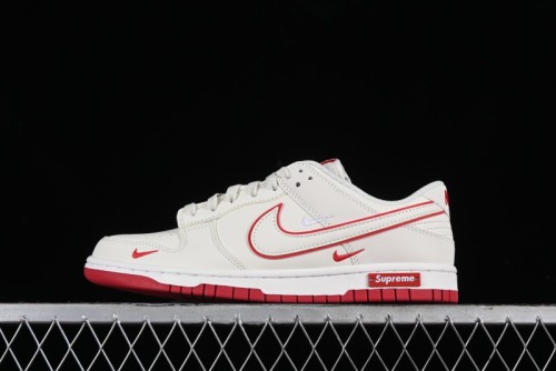 Nike SB Dunk Low Supreme Collaboration - Beige Red Mini Swoosh Anniversary Custom Low-Top Casual Skate Shoes - DJ2024-004 1