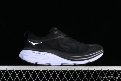 HOKA ONE ONE Bondi 8 Functional Cushioned Running Shoes with Engineered Mesh Upper - 1123202 BWHT 1