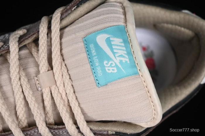 Nike SB Dunk Low Retro Sneakers with Floral Embossed Design and Tiffany Blue Accents - FZ3129-200 1