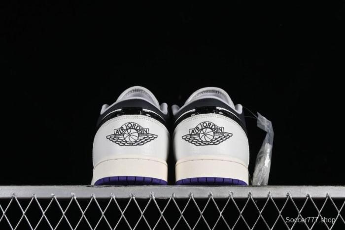 Nike Air Jordan 1 Low SE Casual Sneakers in Black White with Metallic Purple Accents - HF5759-101 1