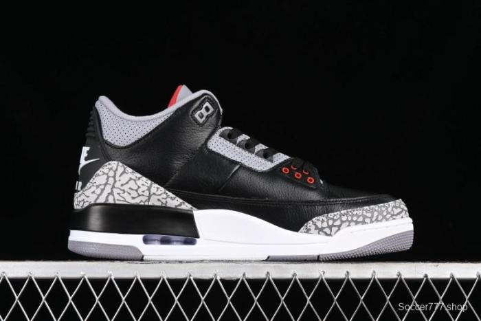 Nike Air Jordan 3 Retro Sneakers with Iconic Elephant Print and Visible Air Cushion - DN3707-010