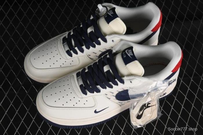 Nike Air Force 1 '07 Low Stussy Collaboration - Blue Red Print Low-Top Casual Sneakers - XZ3318-566