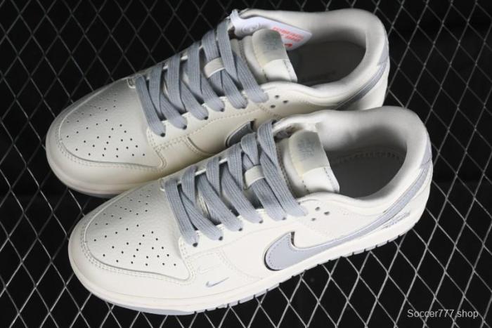 Stussy x Nike SB Dunk Low Retro Premium Sneakers in Off-White Light Grey Swoosh - DQ1098-377