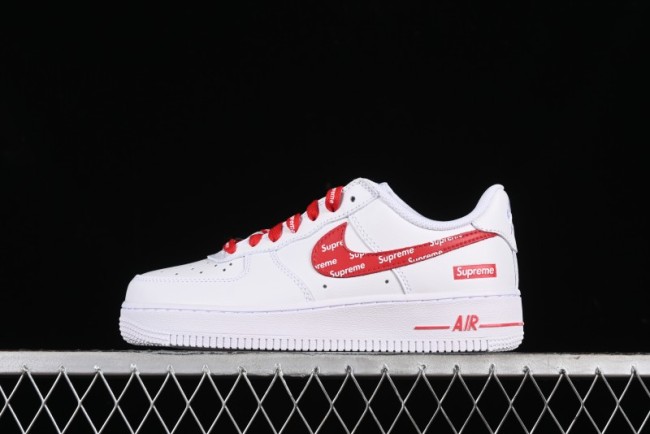 Supreme x Nike Air Force 1 '07 Low Casual Sneakers with Full-Length Air Solo Cushion - CU9225-010