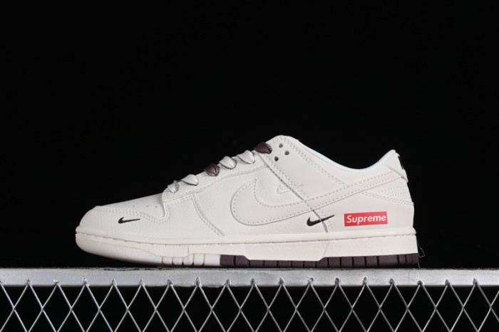 Nike SB Dunk Low Supreme Collaboration - White Brown Two-Tone Anniversary High-End Custom Low-Top Casual Sneakers - BB8657-106 1