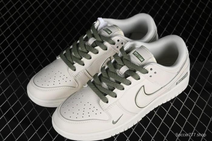 Nike SB Dunk Low Supreme Collaboration - Off-White Green Check Anniversary Customized Low-Top Casual Skate Shoes - DQ1098-391