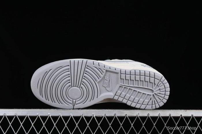 Stussy x Nike SB Dunk Low Retro Premium Sneakers in Off-White Light Grey Swoosh - DQ1098-377
