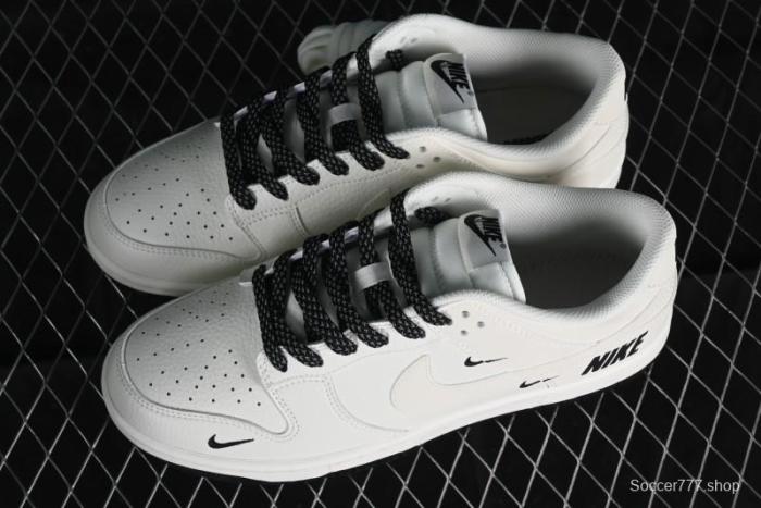 Nike SB Dunk Low Collaboration Three Swooshes Beige Black Color Low Top Casual Skateboarding Shoes - NK5639-321 1