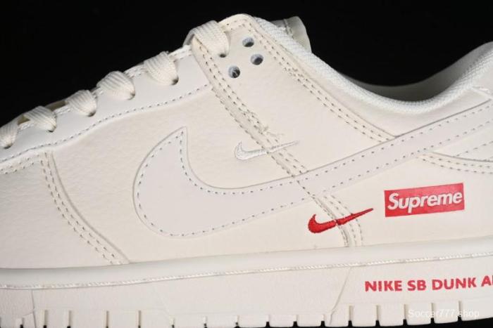 Nike SB Dunk Low Supreme Collaboration - Off-White Swoosh Anniversary High-End Custom Low-Top Casual Skate Shoes - SJ2068-267