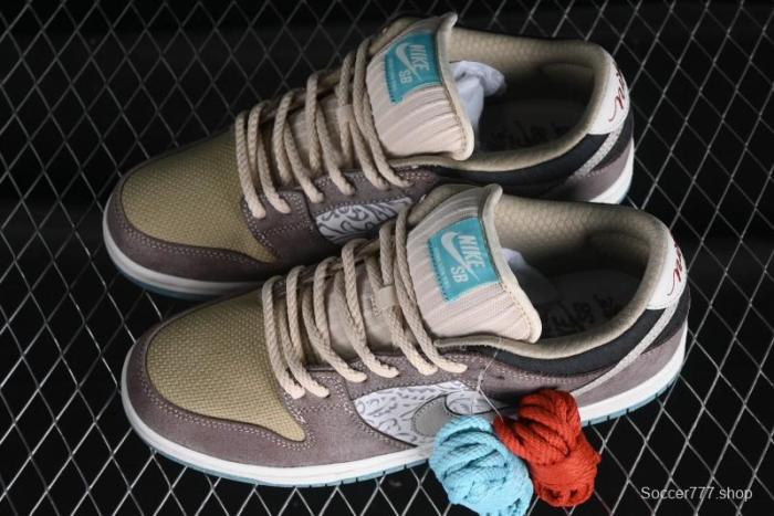 Nike SB Dunk Low Retro Sneakers with Floral Embossed Design and Tiffany Blue Accents - FZ3129-200 1