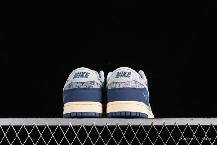 Nike SB Dunk Low CLOT Collaboration - Gray Blue Knit Anniversary Custom Low-Top Casual Skate Shoes - JH8310-950