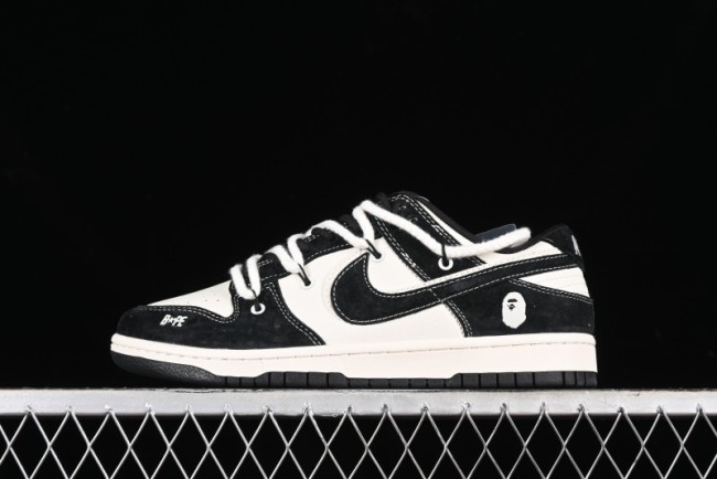 Nike SB Dunk Low BAPE Collaboration Strap Black Hook Anniversary Custom Low-Top Casual Sneakers - SJ2068-269