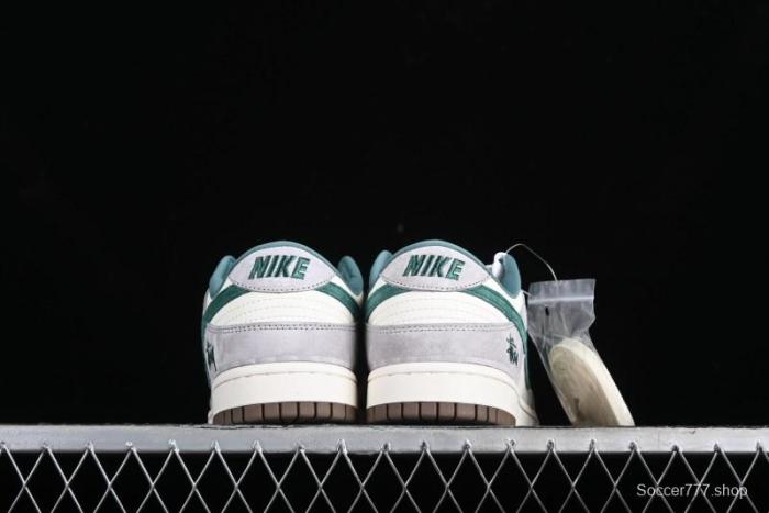 Nike SB Dunk Low Stussy Collaboration - Grey Green Pig Anniversary High-End Custom Low-Top Casual Skate Shoes - CF3688-007