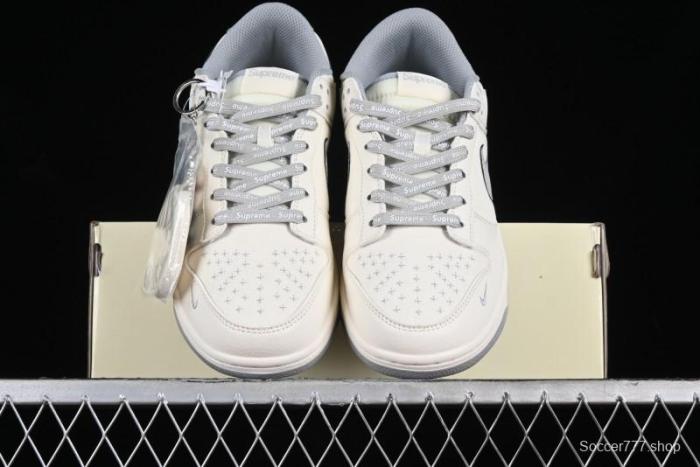 Nike SB Dunk Low Supreme Collaboration - Beige Canvas Anniversary High-End Custom Low-Top Casual Skate Shoes - BB6698-514