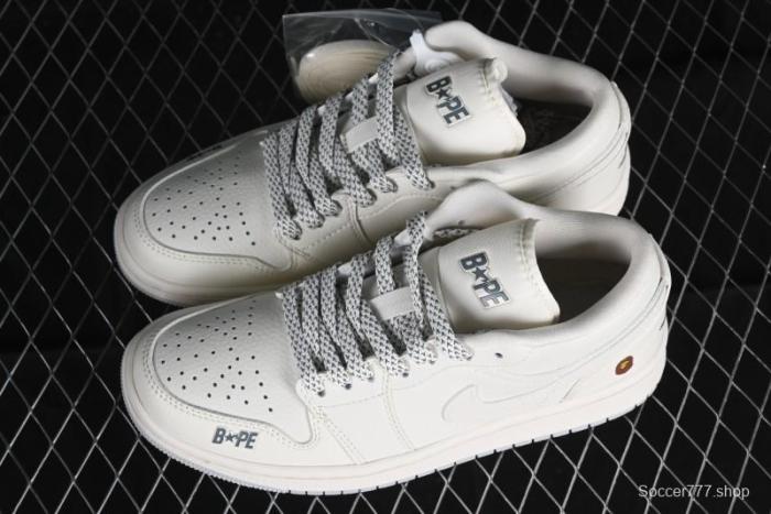 Nike Air Jordan 1 Low BAPE Collaboration - White Grey Basketball Shoes - WG8850-003 1