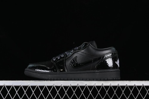 Nike Air Jordan 1 Low  Black Croc  Casual Sneakers with Crocodile-Embossed Leather - HJ7743-010