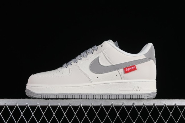 Supreme x Nike Air Force 1 '07 Low Beige Grey Casual Skate Shoes - HD1968-018 1