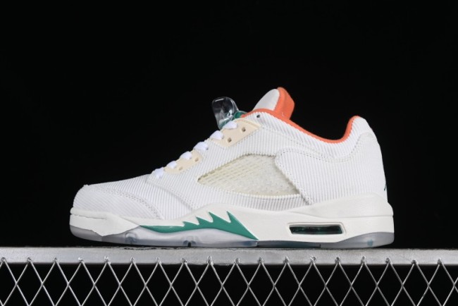 Nike Air Jordan 5 Low Retro Sneakers in White Orange Green Corduroy - CW4204-100 1