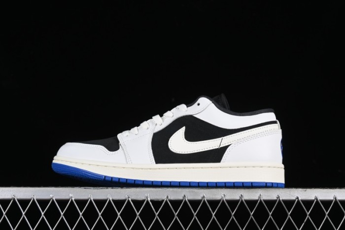 Nike Air Jordan 1 Low  Quai 54  Casual Sneakers in White Black Blue - HQ0764-001