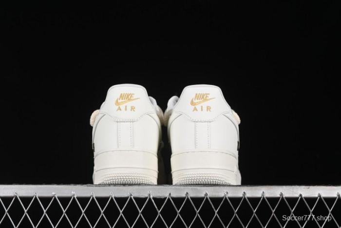 Nike Air Force 1 '07 Low Beige Deconstructed Swoosh Casual Sneakers - FX3654-111