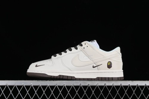 Nike SB Dunk Low BAPE Collaboration Anniversary Edition - White with Brown Swoosh Low-Top Casual Skate Shoes - XD6188-019 1