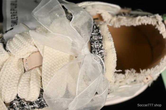 SMILEREPUBLIC SMILE Canvas Sneakers with Cut Wool Fringe and Unique Weaving - G.D4 1