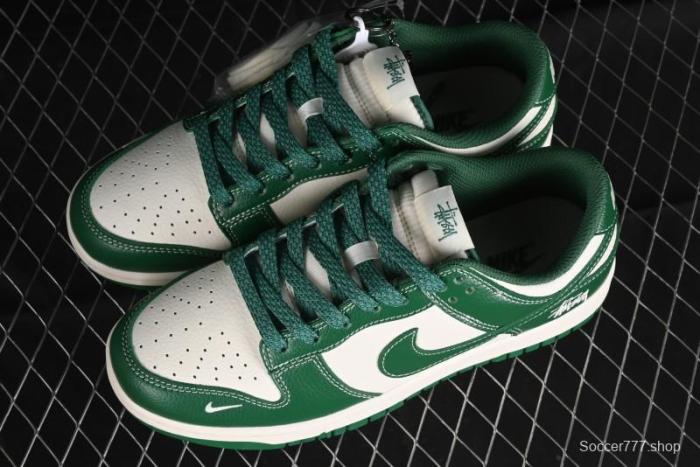 Nike SB Dunk Low Stussy Collaboration - Dark Green Anniversary Custom Low-Top Casual Skate Shoes - BB9898-005