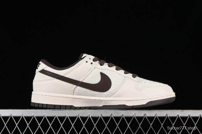 Nike SB Dunk Low Gucci Collaboration - Beige Brown Woven Fabric Anniversary High-End Custom Low-Top Casual Skate Shoes - DQ1098-375