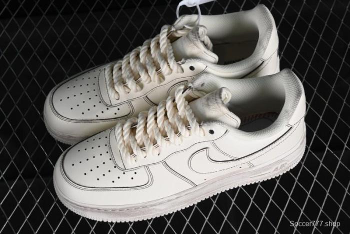 Nike Air Force 1 '07 Low Casual Sneakers with Hemp Rope Laces and Distressed Design - 315122-333 1