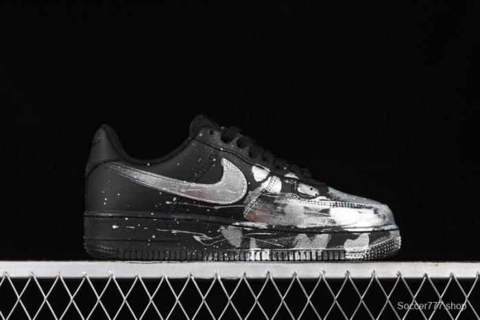 Nike Air Force 1 '07 Low Graffiti Black Silver Anime Hand-Painted Casual Sneakers - CW2288-012
