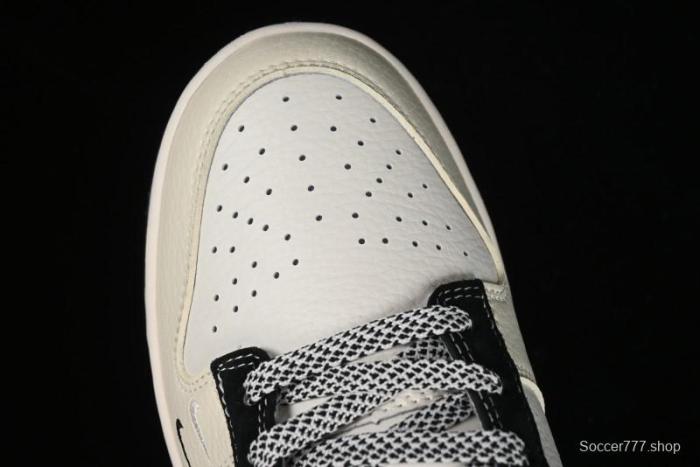 Nike SB Dunk Low Lightning Collaboration - Off White Black Double Swoosh Anniversary Custom Low-Top Casual Skate Shoes - XY1688-007