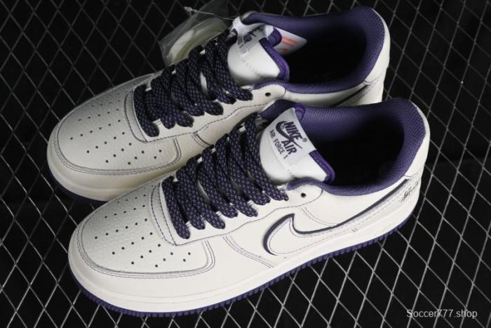 Stussy x Nike Air Force 1 '07 Low Retro Casual Sneakers with Reflective Military Purple - UN1635-222 1