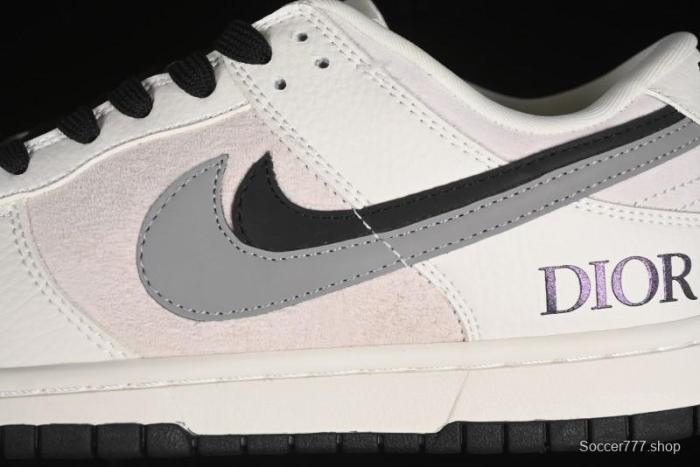 Nike SB Dunk Low Dior Collection - Beige Grey Black Swoosh Anniversary High-End Custom Low-Top Casual Skate Shoes - XD6188-041
