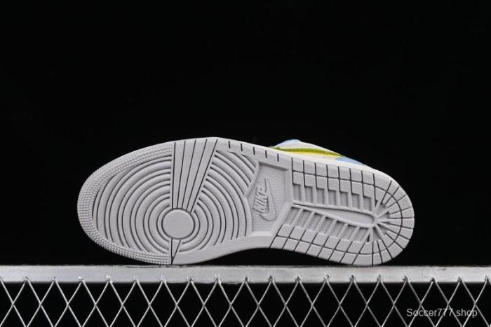 Nike Air Jordan 1 Low Stussy Collaboration - Blue Gold Custom High-End Basketball Shoes - WG8850-007