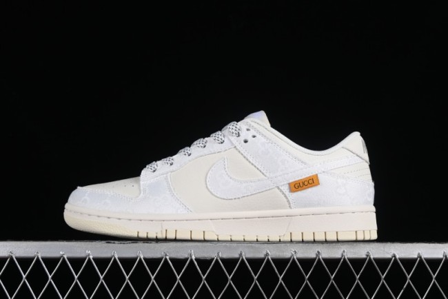 Nike SB Dunk Low Gucci Collaboration - Silver White Pattern Anniversary High-End Custom Low-Top Casual Sneakers BB9676-312 1