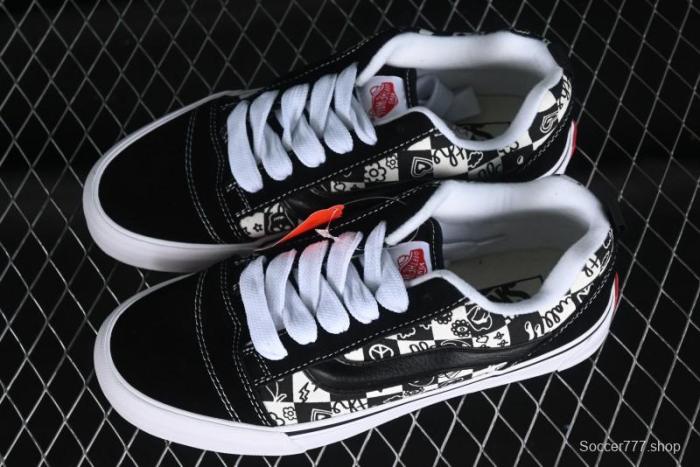 Vans Classics Knu Skool Checkerboard Graffiti Chunky Tongue Skate Shoes - VN0009QC6BT