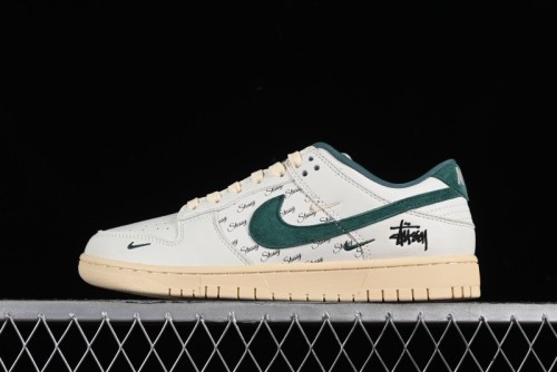 Nike SB Dunk Low Stussy Collaboration Beige Green Mini Swoosh Anniversary Custom Low-Top Casual Sneakers - CF3688-006 1