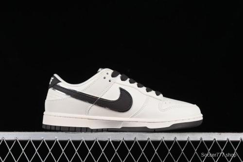 Stussy x Nike SB Dunk Low Anniversary Customized Casual Sneakers in Off-White Black Swoosh - DQ1098-378