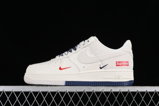 Nike Air Force 1 '07 Low Supreme Collaboration - White Blue Color Block Low-Top Casual Sneakers - XZ6188-001 1